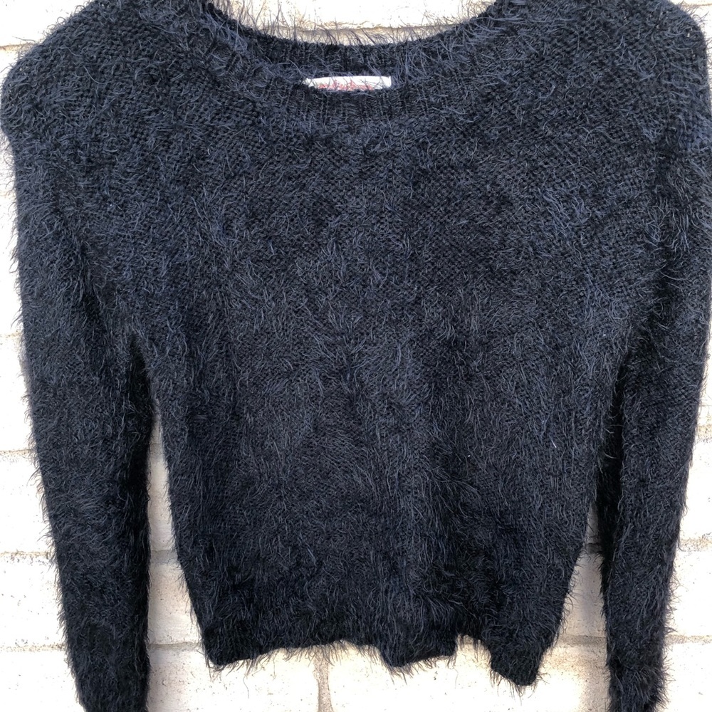 Furry soft fuzzy black sweater - Picture 1 of 5